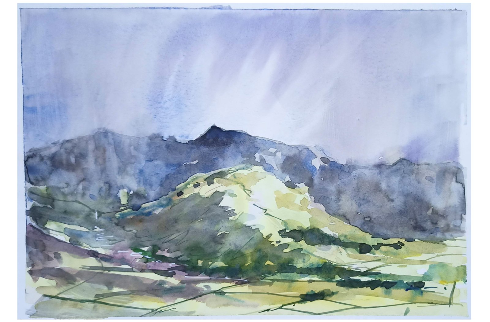 The Band from Great Langdale watercolour painting by Steve Fairhurst