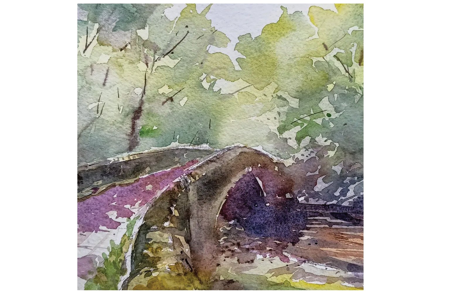 Bridge near Farfield Mill watercolour painting by Steve Fairhurst