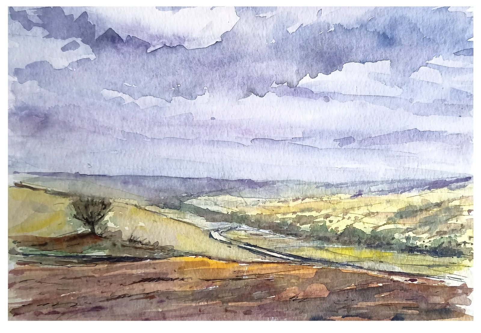 Malhamdale from the Cove watercolour painting by Steve Fairhurst