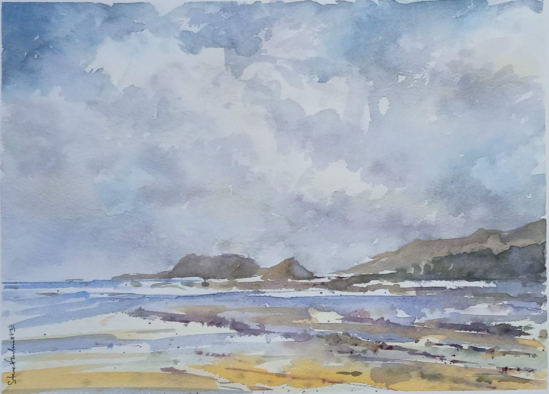 Marloe Sands, Pembrokeshire watercolour painting by Steve Fairhurst