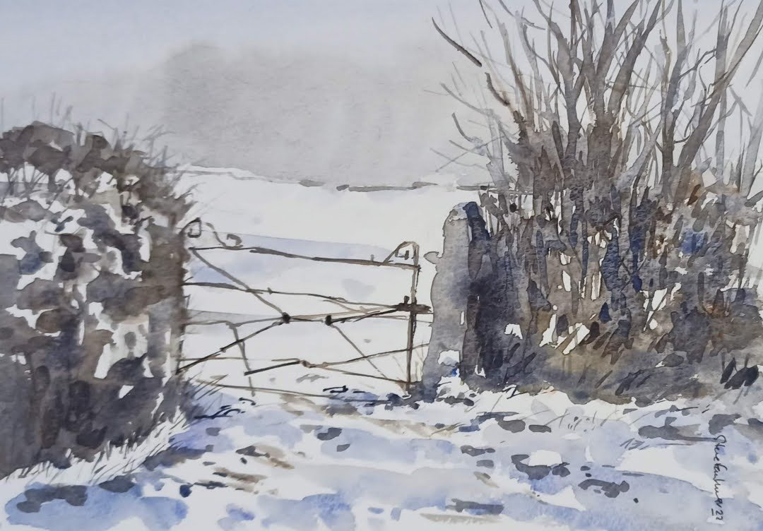 Cold Iron Gate watercolour painting by Steve Fairhurst